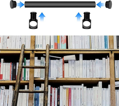 1Pcs Limiting Stopper Rolling Library Ladder Hardware Kit, Rail Stoppers Sliding Library Ladder Black Track Kit, Track Stopper Rolling Ladder Hardware Limiters