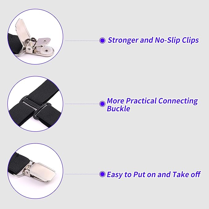 MENDENG Sheet Straps Fitted Sheet Clips Holder Surspeners Keep Sheets in Place Bed Sheet Fasteners Gripper Black 4P
