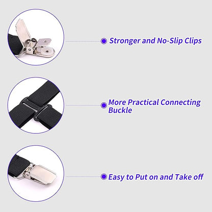 MENDENG Sheet Straps Fitted Sheet Clips Holder Surspeners Keep Sheets in Place Bed Sheet Fasteners Gripper Black 4P