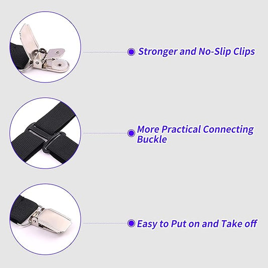 MENDENG Sheet Straps Fitted Sheet Clips Holder Surspeners Keep Sheets in Place Bed Sheet Fasteners Gripper Black 4P