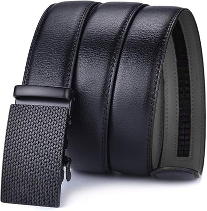 Men's Ratchet Belt Genuine Leather Slide Belts Adjustable