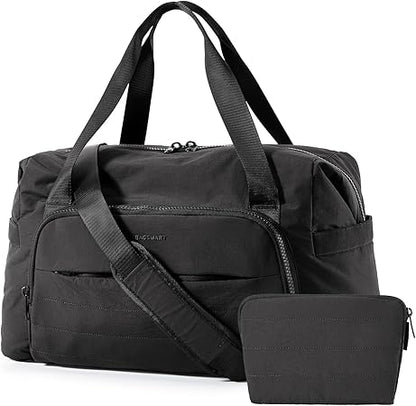 BAGSMART Travel Duffle Bag, Weekender Bags for Women Large Carry on Overnight Bag, Gym Bag with Trolley Sleeve, Personal Item Travel Bag Workout Dance Bag, Black