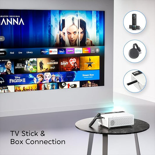 TMY Mini Projector, Upgraded Bluetooth Projector with Screen, 1080P Full HD Portable Projector, Movie Projector Compatible with TV Stick SmartphoneHDMIUSB, indoor  outdoor use