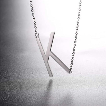 U7 Alphabet Initial Jewelry Women Girls Necklace with Letter A to Z Stainless Steel / 18K Gold Plated CZ Crystal or Statement Sideways Initials Choker Pendant Necklace, Gift Box Packed
