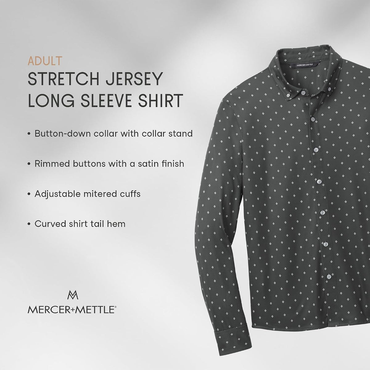 Unisex Stretch Jersey Long Sleeve Shirt | Button Down Work Shirt for Men & Women, Long Sleeve Jersey Top