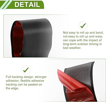 Universal 13Ftx1.97In Car Side Skirts Protector Adjustable Side Edge Guards PVC 1 Pcs Black