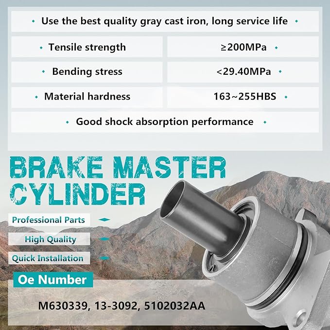 M630339 Brake Master Cylinder with Reservoir and Sensor Compatible with Dodge Vehicles- Ram 1500 2002 2003 2004 2005, 2-Wheel ABS Brake - Replace 13-3092, 5102032AA
