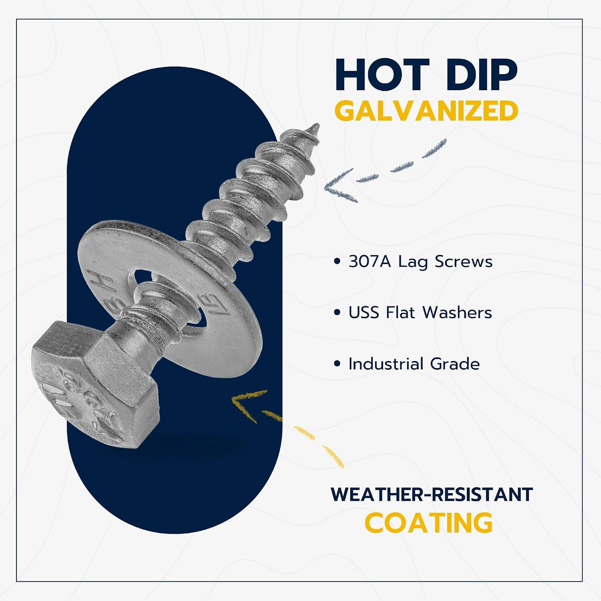 1/4 x 1-1/2 (100 Pack) Lag Screw Kit, 100 Screws and 100 washers, Hot Dip Galvanized, Meets ASME B18.2.1 Industrial/Commercial Grade by Makers Bolt