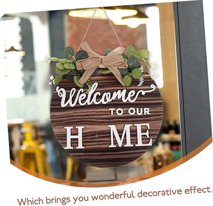 ERINGOGO Interchangeable Welcome Sign Wooden Door Plate Pendant Front Door Decor Hanging Ornament
