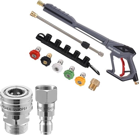 RIDGE WASHRE Pressure Washer Swivel Adapter, Pressure Washer Gun with Replacement Extension Wand