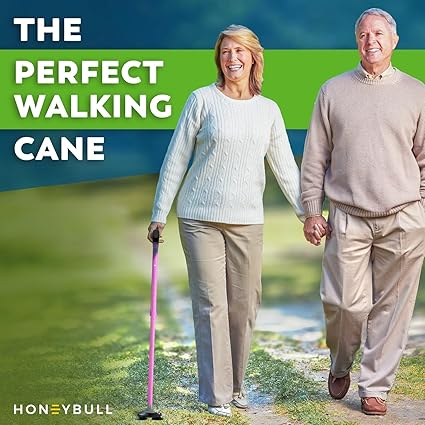 HONEYBULL Walking Cane for Men  Women - Foldable, Adjustable, Collapsible, Free Standing Cane, Pivot Tip, Heavy Duty  Walking Sticks, Folding Canes for Seniors  Adults Pink