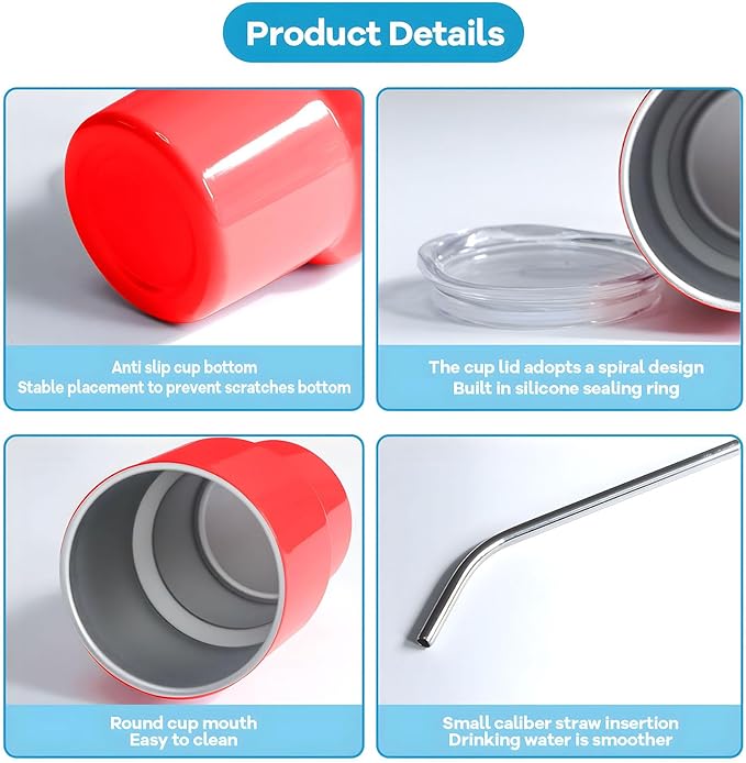 Mini Tumbler Shot Glass with Straw and Lid, 7oz Cute Insulated Shot Cups Stainless Steel for Espresso Coffee Spirits, Wedding, Party,Camping,Outdoor,Carnival,Oktoberfest Water Beer Cups (red)