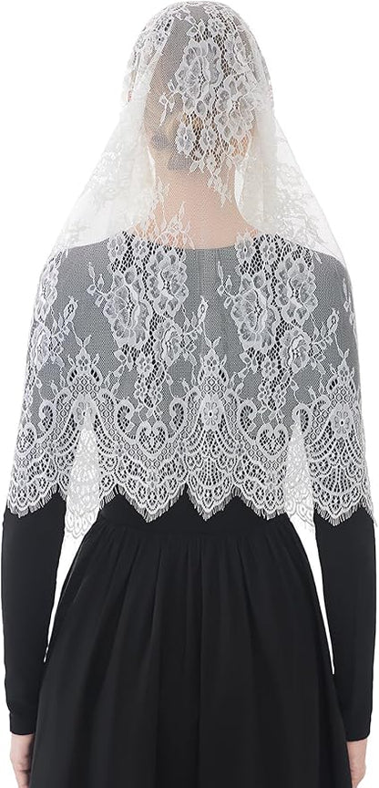 Wgior Spanish Infinity Veils for Church Lace Chapel Veils Catholic Church Veil Latin Mass Head Covering Scarf Mantilla