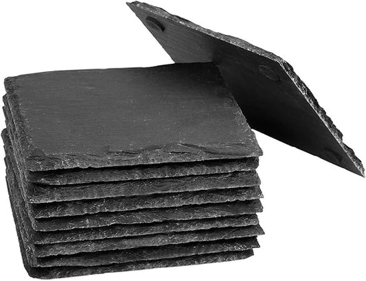 rockcloud Natural Sandstone Slate Coasters Set of 4 Handmade Coasters for Drinks, Beverages, Wine Glasses Furniture Protection, Square