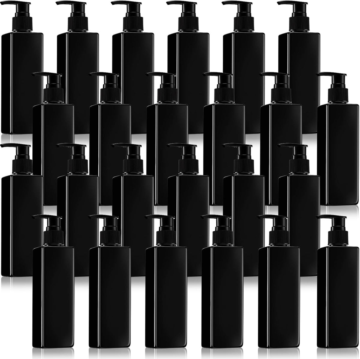 Chunful 24 Pcs Soap Dispensers Plastic Pump Bottles 8.5 oz Refillable Dishwashing Liquid Dispenser with Pump Leakproof Empty Lotion Shampoo Bottles Containers (Black)