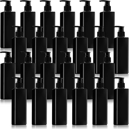 Chunful 24 Pcs Soap Dispensers Plastic Pump Bottles 8.5 oz Refillable Dishwashing Liquid Dispenser with Pump Leakproof Empty Lotion Shampoo Bottles Containers (Black)