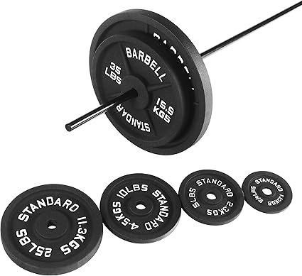 Cast Iron Plate Weight Plate for Strength Training and Weightlifting, 1-Inch Center (Standard), 10LB (Single)