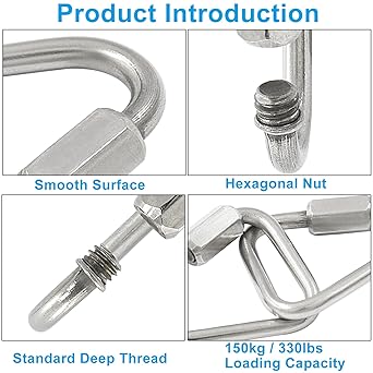 6Pcs Delta Quick Links 18 Inch 316 Stainless Steel Triangle Locking Quick Connector, M3.5 Quick Link Chain Heavy Duty Durable Chain Connector - 330lbs Capacity