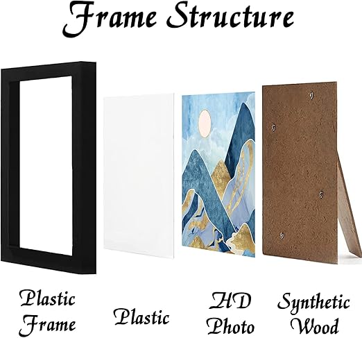 Black Picture Frame, 10x10 Picture Frame for Square Photo Poster Canvas Certificate Document Display Horizontally or Vertically High Transparent Wall Gallery(Size 10 x 10 inches)