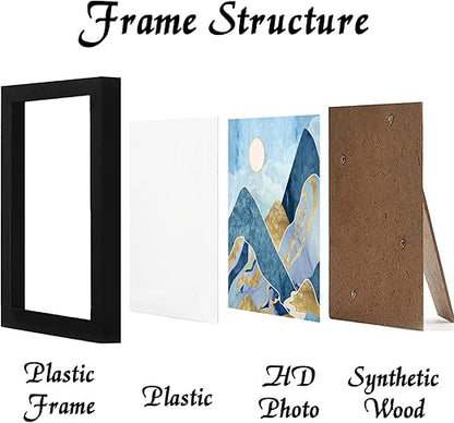 Black Picture Frame, 10x10 Picture Frame for Square Photo Poster Canvas Certificate Document Display Horizontally or Vertically High Transparent Wall Gallery(Size 10 x 10 inches)