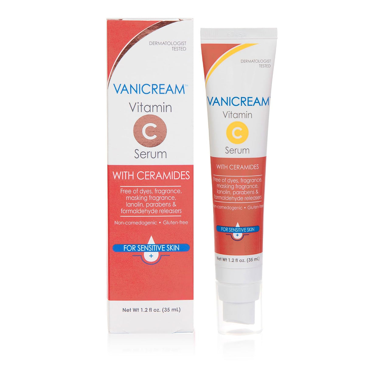 Vanicream Vitamin C Serum, 1.2 Fl Oz, Formulated without Common Irritants for Sensitive Skin, Milky and Lightweight Brightening Serum, Hydrates & Boosts Glow, Dermatologist-Tested ( Box Damage )