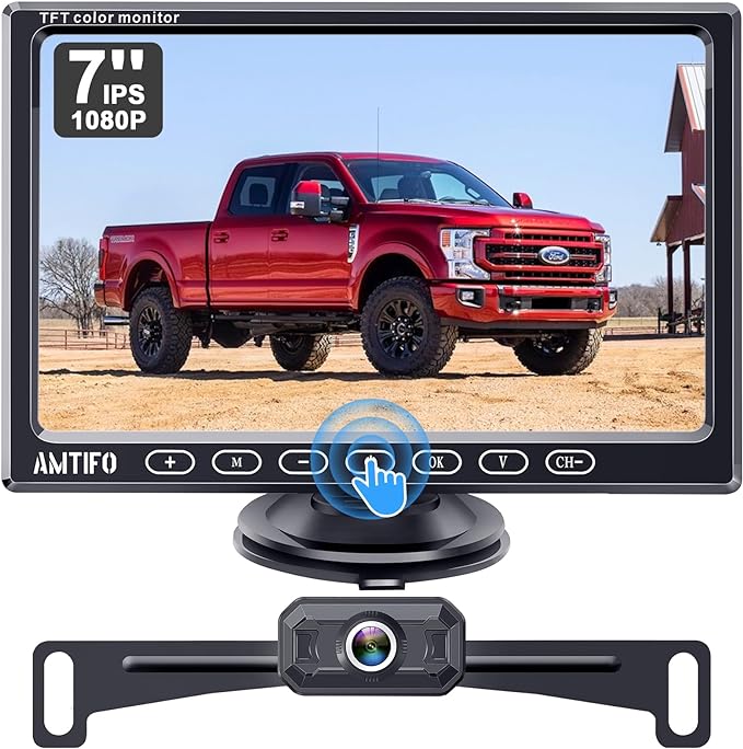 Wireless Backup Camera for Truck Car : 7-Inch Touch Key Monitor Plug