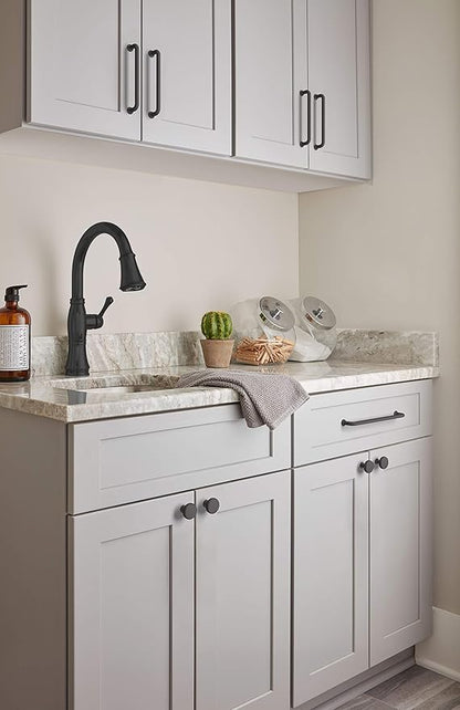 Amerock | Cabinet Pull | Matte Black | 7-9/16 inch (192 mm) Center-to-Center | Factor | 1 Pack | Drawer Pull | Cabinet Handle | Cabinet Hardware