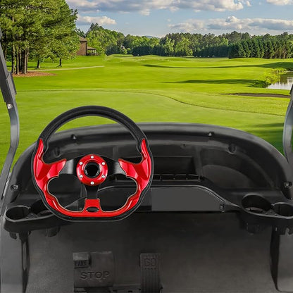 LOSCHEN Golf Cart Steering Wheel Universal Design Fit for Club Car Ds and Precedent EZGO RXV & TXT, Fit for Yamaha Golf Cart Steering Wheel-Red
