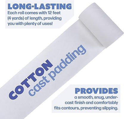 Cast Padding 12 Rolls 4 x 12ft, Individually Wrapped, Undercast Padding Cotton, Gauze Bandage for Halloween Wrap Bandage Art Projects, Body Casts, Mask Making, Hobby Craft, Wound Care, Orthopedic
