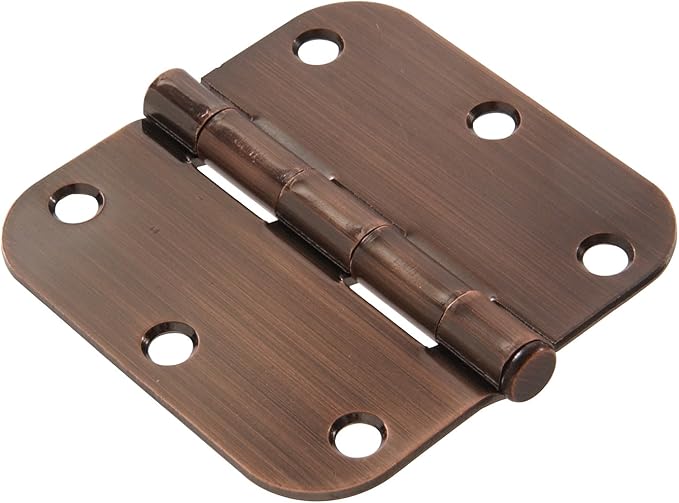 The Hillman Group 852807 3-12" Residential Door Hinge - 58" Round Corner - Removable Pin - Full Mortise - Antique Bronze 1-Pack