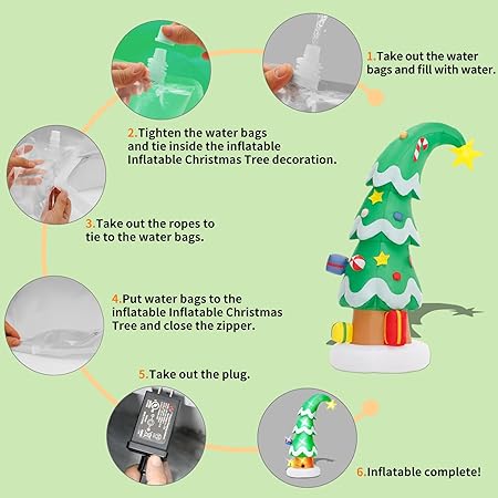 6 FT Christmas Outdoor Inflatable Decorations, Blow Up Christmas Tree with LED Light for Xmas Holiday Party Garden, Yard, Lawn Decor