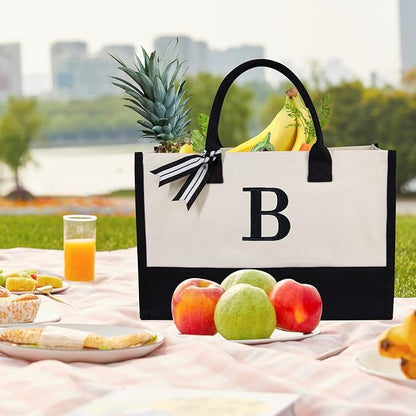 BAGAIL Letter B Versatile tote bag with personalized embroidery and durable canvas, perfect for various occasions and as a thoughtful gift.
