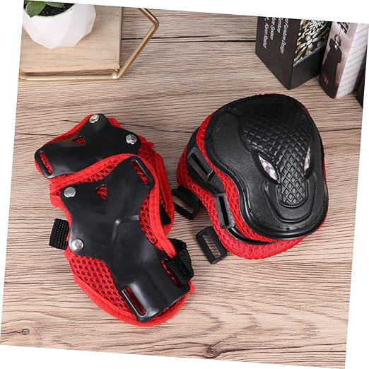 2 pcs Protective Gear Kit for Adults Knee Pads Elbow Pads and Roller-Skate Protectors for Skating Biking Skiing and Outdoor Sports Black and Red