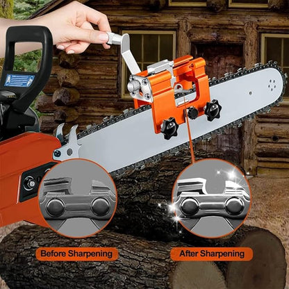 Eztronics Corp Chainsaw Sharpener,Chainsaw Sharpening Jig Hand-Cranked Chainsaw Sharpener Kit Suitable For All Kinds Of Chain Saws Chain Saw Shaperener Tool (Orange)