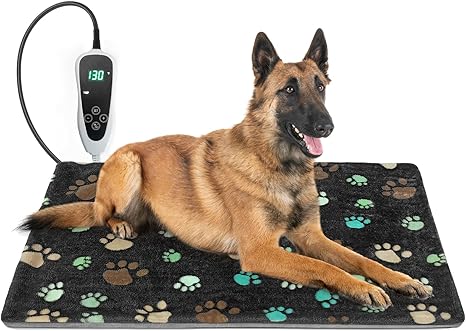 Large Dog Heating Pad 36x24 in Puppy Heating Pad Mat,Waterproof Smart Thermostat Switch, Whelping Supplies Heated Dog Bed,Adding Wire Rope Wires -Whelping Box for Dogs with Plush Fabric Cover