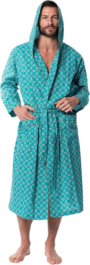 AMERICAN HEAVEN Mens Lightweight SleepLounge Long Bath Robe with Hood -Premium Cotton Blend