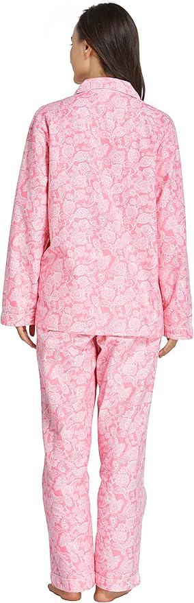 Women's 100% Cotton Long Sleeve Flannel Pajama Set Sleepwear