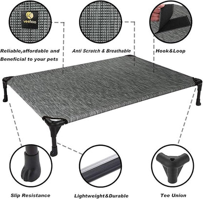 Veehoo Cooling Elevated Dog Bed, Portable Raised Pet Cot with Washable & Breathable Mesh, No-Slip Feet Durable Dog Cots Bed for Indoor & Outdoor Use, Medium, CWC1803-M