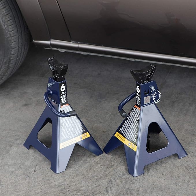 BIG RED AT46002AUR Torin Double Locking Steel Jack Stands, 2 Pack, 6 Ton (12,000 lb), Blue