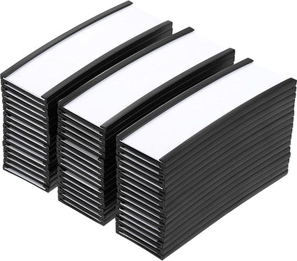 100 Pieces Magnetic Label Holders Labels Racks with Magnets Magnetic Data Card Holders with Protective Films and Replacement Strips for Shelf Bin (1 x 3 Inch)