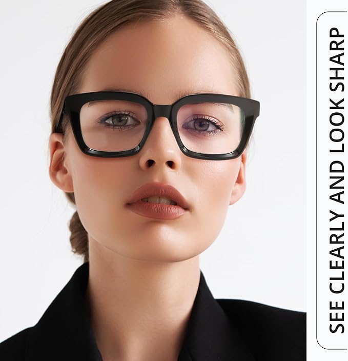 IBOANN Oversized Blue Light Glasses for Woman, Funky Fashion Glasses With Preppy Look, Reduce Screen Fatigue Computer Glasses