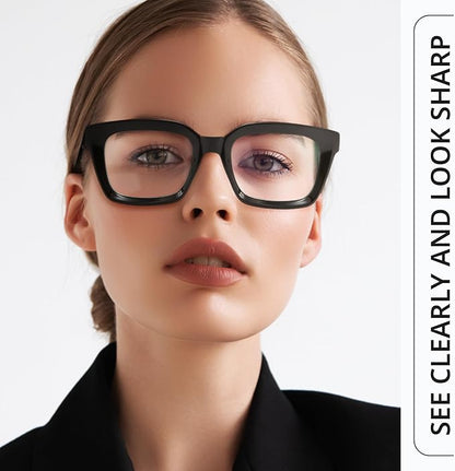 IBOANN Oversized Blue Light Glasses for Woman, Funky Fashion Glasses With Preppy Look, Reduce Screen Fatigue Computer Glasses