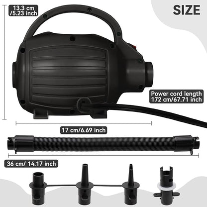 FBSPORT Air Pump for Inflatable Mat, Electric Air Pump 600W with 4 Nozzles, Portable and Fast Inflation AC110-120V, Suitable for Air Mat Float Dock Inflatable Beds