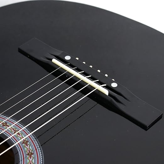 ZENY 38" New Beginners Acoustic Guitar With Guitar Case, Strap, Tuner and Pick (Black)