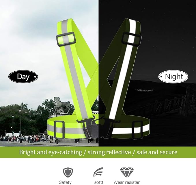 Reflective Vest Running Gear 2Pack, High Visibility Adjustable Safety Ves for Night Cycling,Hiking, Jogging,Dog Walking