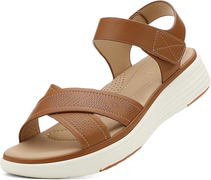 Size 6 UBFEN Womens Platform Sandals Wedge Walking Comfortable Casual Adjustable Strap Lightweight Open Toe