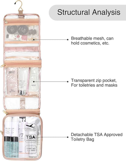 Clear Travel Bag with Tsa Approved Toiletry Bag Hanging Toiletry Bag for Women Makeup Bag Small Hanging Toiletry Bag for Men Toiletry Bags for Traveling Women Toiletries