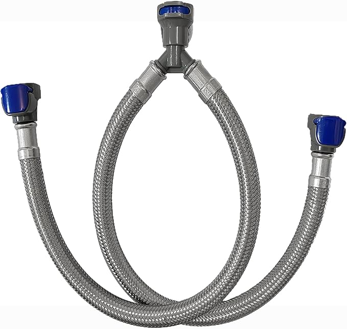 Quick Connect Faucet Water Supply Lines, 12 Inch, Widespread Bathroom Sink Faucets Replacement Fast Lock Pipe Hose, V-Shape