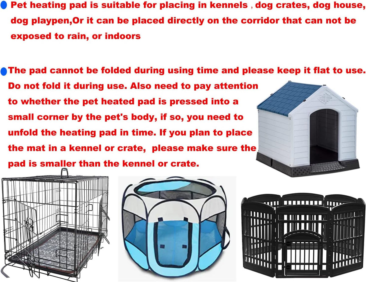 Pet Heating pad Outdoor Small Dog cat Heating pad Heated ped beds for Outside Dogs House Heater Electric Warming pad for Puppies with Timer,Chew Resistant Cord,Easy Clean,Waterproof