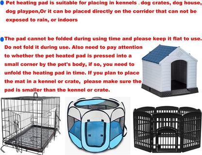 Pet Heating pad Outdoor Small Dog cat Heating pad Heated ped beds for Outside Dogs House Heater Electric Warming pad for Puppies with Timer,Chew Resistant Cord,Easy Clean,Waterproof